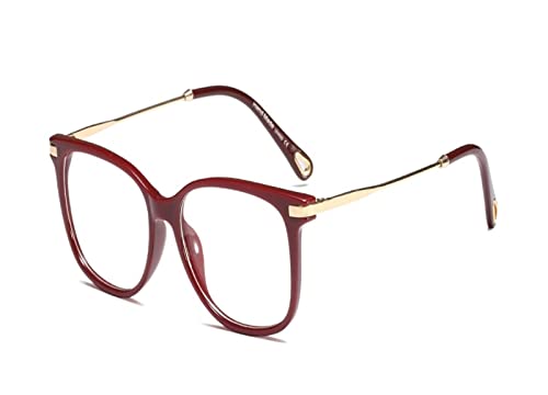 HLVDLSNI Sexy rotes Brillengestell, quadratisch, klare Linse, weiblich, Brille, transparent, Computer-Brille, Rahmen for Frauen(Wine red Clear) von HLVDLSNI
