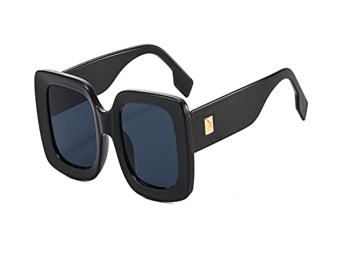 HLVDLSNI Sonnenbrille Neue Luxusmarke Große quadratische Sonnenbrille UV400-Sonnenbrille mit Farbverlauf(Black) von HLVDLSNI