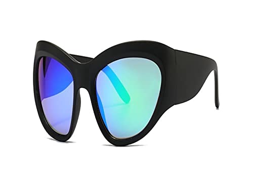 HLVDLSNI Sonnenbrillen Damen Vintage Shadow Fashion Big Frame Surrounds Y2K Sonnenbrillen Fashion Sports(Black Blue) von HLVDLSNI
