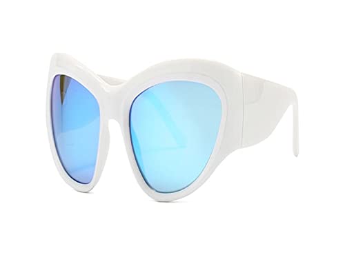 HLVDLSNI Sonnenbrillen Damen Vintage Shadow Fashion Big Frame Surrounds Y2K Sonnenbrillen Fashion Sports(White Blue) von HLVDLSNI