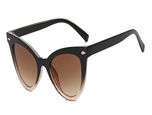 HLVDLSNI Stilvolle Blaulicht-Brillenfassungen for Frauen, Mode, Katzenauge, gefälschte Brille, Damen, Vintage, Niet, klar, optische Brillen, Spektakel(Black Tea-01) von HLVDLSNI