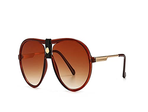 HLVDLSNI Super große Piloten-Sonnenbrille for Frauen und Männer mit Verlaufsgläsern der Luxusmarke for schwarze Retro-Damen-Sonnenbrillen(Tea Tea) von HLVDLSNI