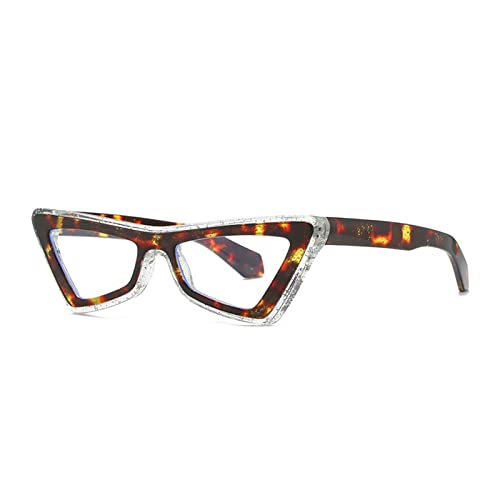 HLVDLSNI TR90 Anti Blaulicht Computerbrille Damenmode Streifen Transparente Linsen Brille Optische Brille(Leopard) von HLVDLSNI