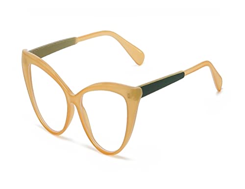 HLVDLSNI Transparente Brillengestelle Mode Kleine Optische Linsen Eyewear for Weibliche Computer Eyewear(Tea) von HLVDLSNI
