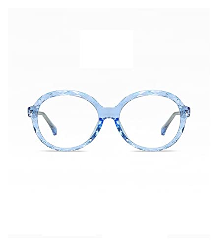 HLVDLSNI Transparente Runde Frauen Brillengestell Optische Luxusmarke Computer Anti Blaulicht Brillen Weibliche Optische Rahmen(Blue) von HLVDLSNI