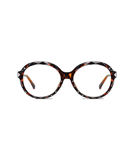 HLVDLSNI Transparente Runde Frauen Brillengestell Optische Luxusmarke Computer Anti Blaulicht Brillen Weibliche Optische Rahmen(Leopard) von HLVDLSNI