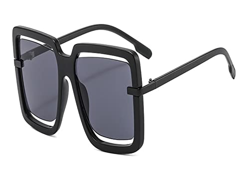 HLVDLSNI Transparenter Sommersonnenschirm, übergroße quadratische Sonnenbrille, geeignet for großen Retro-Sonnenschirm for Damen(Black) von HLVDLSNI