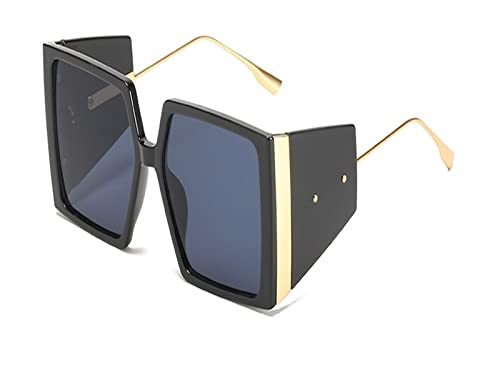 HLVDLSNI Übergroße Punk-Sonnenbrille Damen-Sonnenbrille Damen-Sonnenbrille UV400(Black Gray) von HLVDLSNI