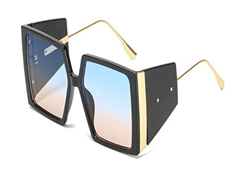 HLVDLSNI Übergroße Punk-Sonnenbrille Damen-Sonnenbrille Damen-Sonnenbrille UV400(Blue Tea) von HLVDLSNI