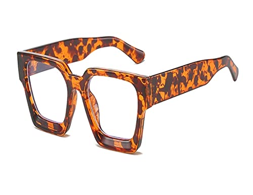 HLVDLSNI Übergroße quadratische Brillengestelle for Frauen Trends schwarze optische Brillen Modemarke transparente Brille klare Brillen(Flower) von HLVDLSNI