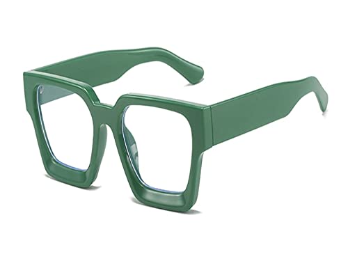 HLVDLSNI Übergroße quadratische Brillengestelle for Frauen Trends schwarze optische Brillen Modemarke transparente Brille klare Brillen(Green) von HLVDLSNI