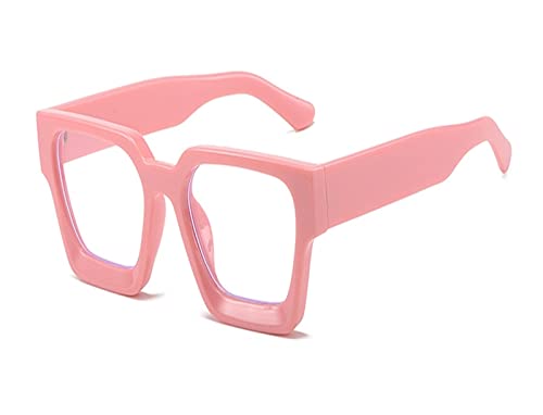 HLVDLSNI Übergroße quadratische Brillengestelle for Frauen Trends schwarze optische Brillen Modemarke transparente Brille klare Brillen(Pink) von HLVDLSNI