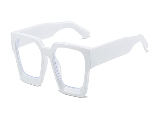 HLVDLSNI Übergroße quadratische Brillengestelle for Frauen Trends schwarze optische Brillen Modemarke transparente Brille klare Brillen(White) von HLVDLSNI