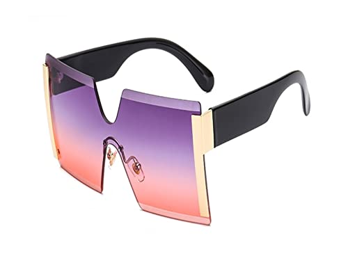 HLVDLSNI Übergroße quadratische Sonnenbrille Damenmode Luxusmarke Designer Farbverlauf Big Frame Sonnenbrille for Männer 2023 Trend Farbtöne(Purple Pink) von HLVDLSNI