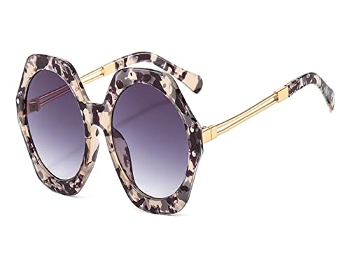 HLVDLSNI Übergroße runde Designer-Brillenfassungen for Frauen Vintage New Metal Clear Transparent Glasses Spectacles(Flower) von HLVDLSNI