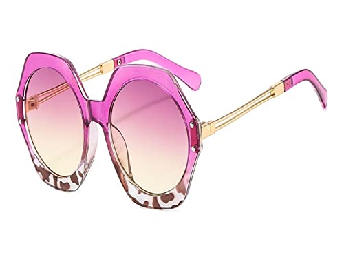 HLVDLSNI Übergroße runde Designer-Brillenfassungen for Frauen Vintage New Metal Clear Transparent Glasses Spectacles(Pink Yellow) von HLVDLSNI