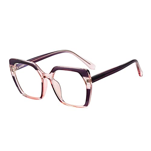 HLVDLSNI Vintage quadratische grüne übergroße transparente Brille(Purple) von HLVDLSNI