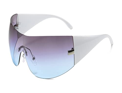 HLVDLSNI Y2k Fashion Borderless Shield Surround Sonnenbrille Extra groß(Gray Blue) von HLVDLSNI