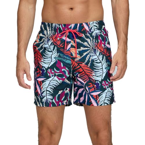 HLVEXH Männer Badehose Kurz Schnelltrocknend Wasserdicht Strandshorts mit Mesh-Futter Bunt Blauer Papagei M von HLVEXH