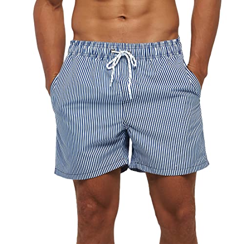 HLVEXH Männer Schnelltrocknend Badehose Badebekleidung Strand Boardshorts Streifen 3XL von HLVEXH