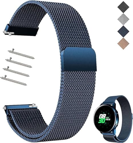 Edelstahl Mesh Uhrenarmband 16mm18mm 20mm 22mm 24mm Schwarz/Silber/Blau Ersatz Metall Armband Edelstahlarmband mit Magnetverschluss Smartwatch Schnellverschluss Watch Uhren Ersatzband für Damen Herren von HLXJR