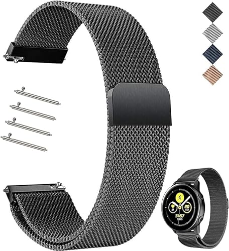 Edelstahl Mesh Uhrenarmband 16mm18mm 20mm 22mm 24mm Schwarz/Silber/Blau Ersatz Metall Armband Edelstahlarmband mit Magnetverschluss Smartwatch Schnellverschluss Watch Uhren Ersatzband für Damen Herren von HLXJR