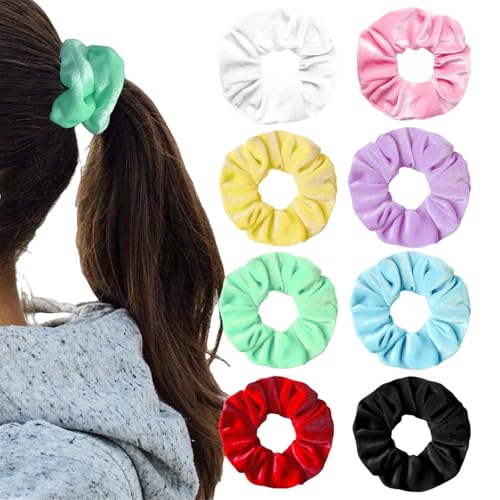 10 Stück Haar-Scrunchies mit Macaron-Motiv, elastische Scrunchies in Eiscremefarben, Samt-Haarbänder, weiche Haargummis, Haaraccessoires für Frauen und Mädchen von HLYLDL