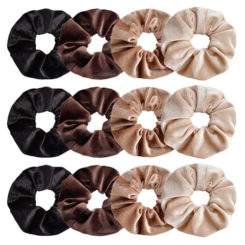 12 Stück glatte Samt-Haargummis für Frauen und Mädchen, luxuriöse Premium-Haargummis, große Scrunchy-Pferdeschwanzhalter, elastische Haarbänder, Haaraccessoires 12 Stück glatte Samt-Haargummis für Frauen und Mädchen, luxuriöse Premium-Haargummis, große Scrunchy-Pferdeschwanzhalter, elastische Haarbänder, Haaraccessoires von HLYLDL