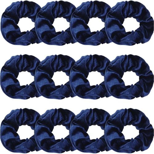 12 Stück glatte Samt-Haargummis für Frauen und Mädchen, luxuriöse Premium große Haargummis für Pferdeschwanzhalter, elastische Haarbänder, Haarschmuck (style 3,12) von HLYLDL