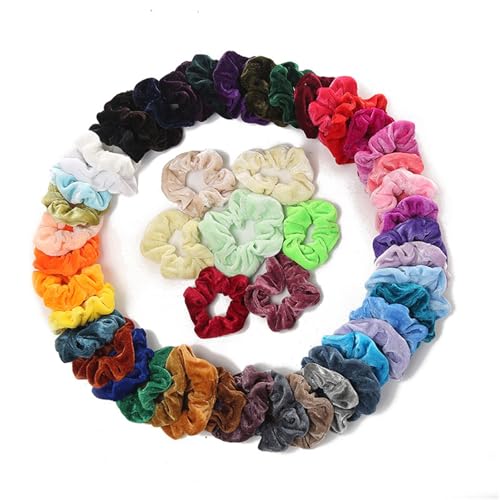 50 Stück Samt-Haarbänder, elastische und weiche Pferdeschwanz-Haarbänder, geeignet als Haarschmuck für Frauen oder Mädchen. von HLYLDL