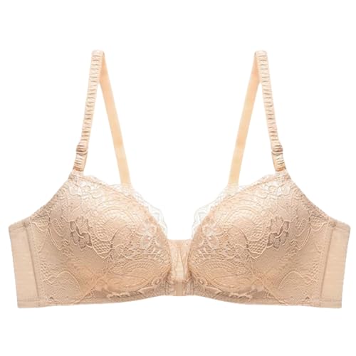 HLYLDL Damen BH mit Frontverschluss Wireless Plus Size Spitzen-BH mit Blumenmuster für jeden Tag von HLYLDL