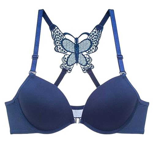 HLYLDL Damen Frontverschluss Bügel Push Up BH Nahtlose Spitze Schmetterling Tages-BH von HLYLDL