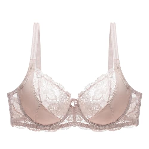 HLYLDL Damen Full Coverage Deep V Bügel Plus Size Spitze Tägliche Mesh-BHS für große Oberweite von HLYLDL