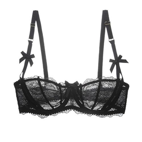 HLYLDL Damen Plus Size Balconette Bralette BH aus Spitze Push Up Bügel Durchsichtige Halbschalen-BHS von HLYLDL