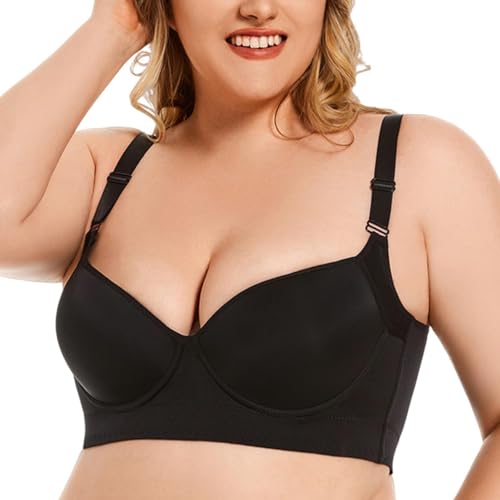 HLYLDL Damen Seamless Deep V Smooth Soft BHS Bügel Komfort Push Up BHS Alltag BH von HLYLDL