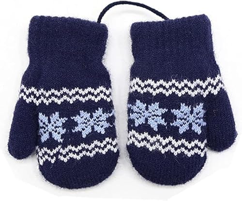 HLYWEI 0-3 Jahre Baby Winter Hängende Handschuhe Fäustlinge Warm Kinderhandsche Fausthandschuh mit Schnur Outdoor Winterhandschuhe Strickhandschuh für Jungen Mädchen von HLYWEI