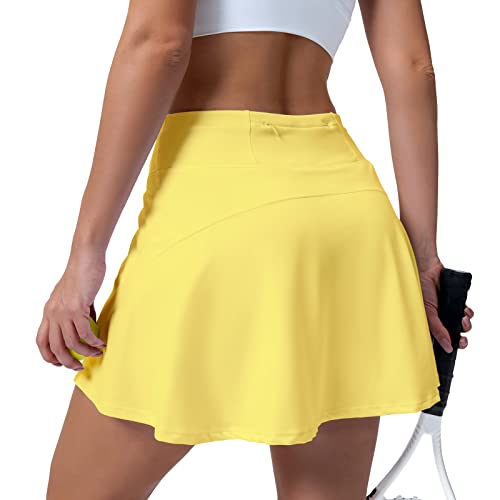 HLZOYOO Damen-Tennisrock, hohe Taille, plissiert, athletischer Skorts, Röcke für Damen, mit Taschen, Sport, Freizeitröcke, gelb, Mittel HLZOYOO Damen-Tennisrock, hohe Taille, plissiert, athletischer Skorts, Röcke für Damen, mit Taschen, Sport, Freizeitröcke, gelb, Mittel von HLZOYOO