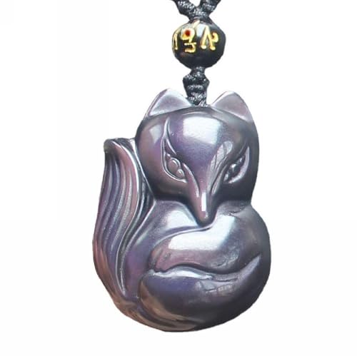 HLbshi Halskette mit Anhänger aus natürlichem Kristall, Eis, Regenbogen, schwarzer Obsidian, Fuchs, Amulett, Anhänger mit verstellbarer Kette, für Damen und Herren, Kristall, Obsidian HLbshi Halskette mit Anhänger aus natürlichem Kristall, Eis, Regenbogen, schwarzer Obsidian, Fuchs, Amulett, Anhänger mit verstellbarer Kette, für Damen und Herren, Kristall, Obsidian von HLbshi