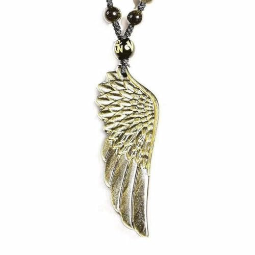 HLbshi Natürlicher Kristall Silber Gold Schwarz Obsidian Engelsflügel Halskette Amulett Anhänger mit verstellbarer Perlenkette für Männer Frauen, no, Kristall, Obsidian HLbshi Natürlicher Kristall Silber Gold Schwarz Obsidian Engelsflügel Halskette Amulett Anhänger mit verstellbarer Perlenkette für Männer Frauen, no, Kristall, Obsidian von HLbshi