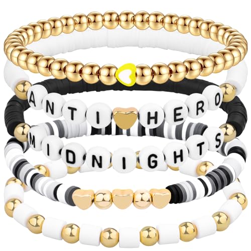 HLenyoy Freundschaft Armband Set - 11Pcs Inspiriert Sommer Strand Armbänder, Einstellbare Stretch Perlen für Frauen Mädchen Zubehör (6-Black) von HLenyoy
