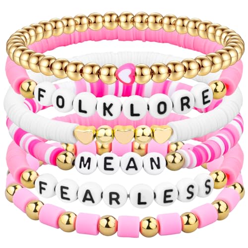 HLenyoy Freundschaft Armbänder Set - 11Pcs Inspiriert Armband Sommer StrandEinstellbare Stretch Perlen Armbänders für Frauen Mädchen Zubehör Armband (6-Pink) von HLenyoy