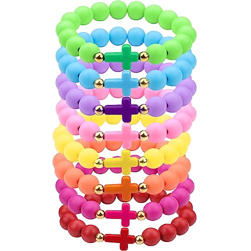 HLenyoy Regenbogen Perlen Armbänder Set für Mädchen Disc Stretch Preppy Schichtung bunte Freundschaft Armbänder für Geburtstag Party Mädchen Schmuck von HLenyoy