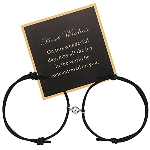HLenyoy Magnetische Paare Armbänder Gegenseitige Anziehung Beziehung Matching Freundschaft Seil Armband Set Geschenk für Frauen Männer Freund Freundin Ihn Ihr BFF Beste Freunde (2pcs-Schwarz) von HLenyoy