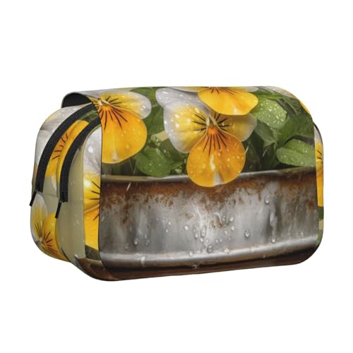 HMBGFW Federmäppchen, Motiv: Blumen im Regen, niedlich, großes Fassungsvermögen, großes Fassungsvermögen, große Kapazität, Organizer von HMBGFW