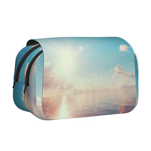 HMBGFW Federmäppchen, Motiv: Meer und blaue Vögel, niedlich, großes Fassungsvermögen, großes Fassungsvermögen, große Kapazität, Organizer von HMBGFW