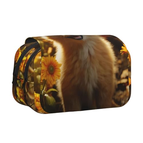 HMBGFW Federmäppchen, Motiv: Sonnenblume und Welpe, großes Fassungsvermögen, großes Fassungsvermögen, großes Fassungsvermögen, Organizer HMBGFW Federmäppchen, Motiv: Sonnenblume und Welpe, großes Fassungsvermögen, großes Fassungsvermögen, großes Fassungsvermögen, Organizer von HMBGFW