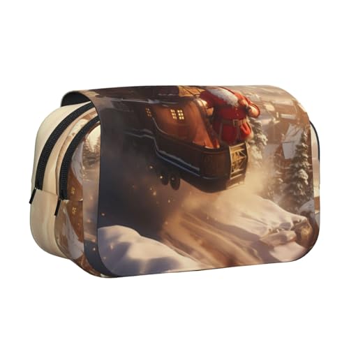 HMBGFW Federmäppchen, Motiv: fliegender Weihnachtsmann, großes Fassungsvermögen, großes Fassungsvermögen, großes Fassungsvermögen, Organizer von HMBGFW