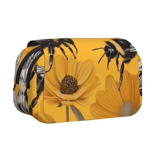 HMBGFW Federmäppchen mit Bienen und Blumen, großes Fassungsvermögen, großes Fassungsvermögen, großes Fassungsvermögen, Organizer von HMBGFW