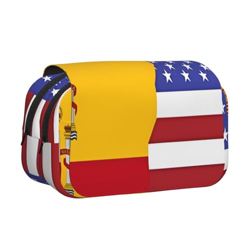 HMBGFW Federmäppchen mit amerikanischer Spanien-Flagge, großes Fassungsvermögen, großes Fassungsvermögen, große Aufbewahrung, große Kapazität, Tasche von HMBGFW