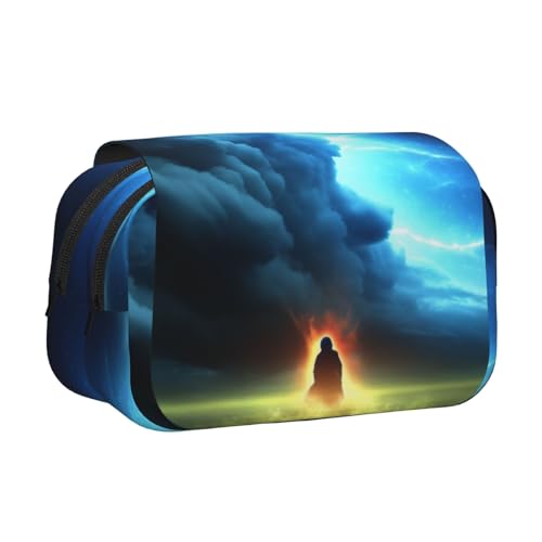 HMBGFW Federmäppchen mit großem Fassungsvermögen, Motiv: Feuer und Menschen unter dunklen Wolken, großes Fassungsvermögen, großes Fassungsvermögen von HMBGFW